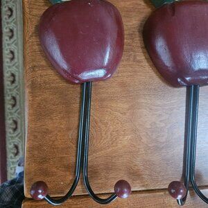 vintage hand painted apple double arm hooks